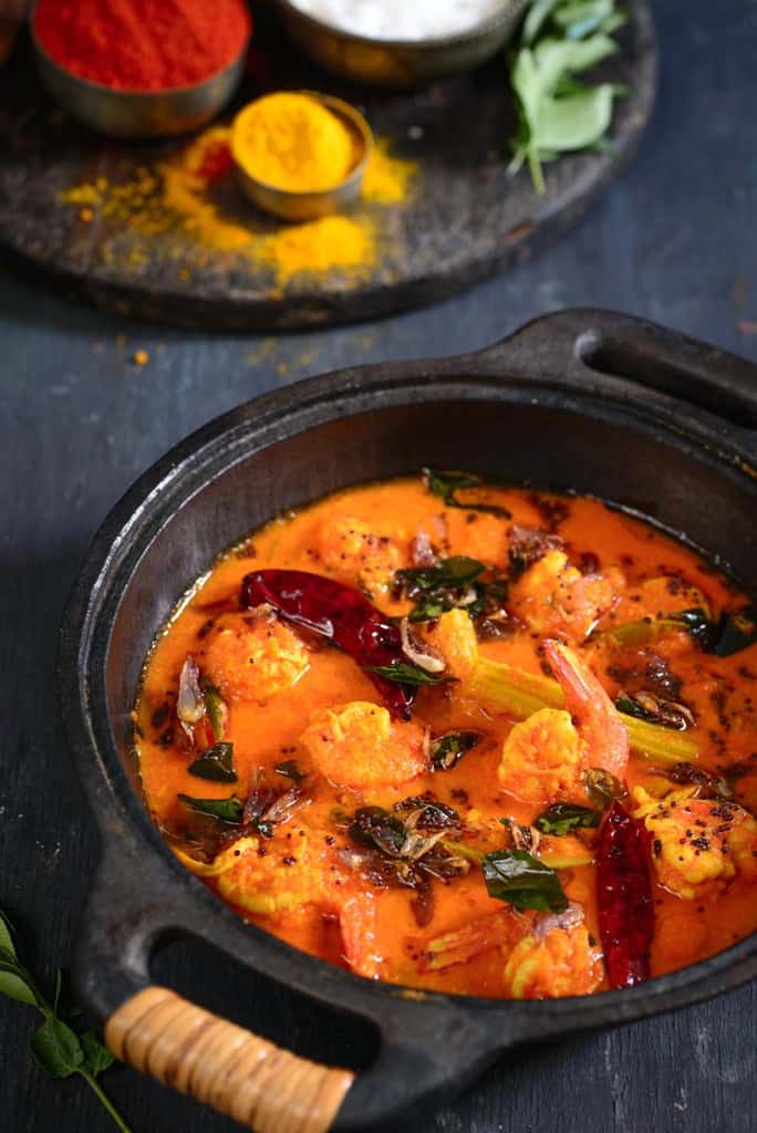 Kerala Drumstick and Raw Mango Prawns Whisk Affair