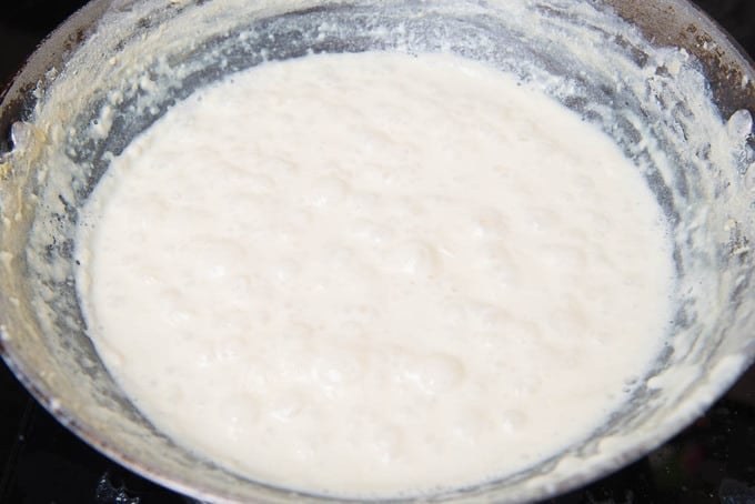 Milk is reduced to ¼th in the pan