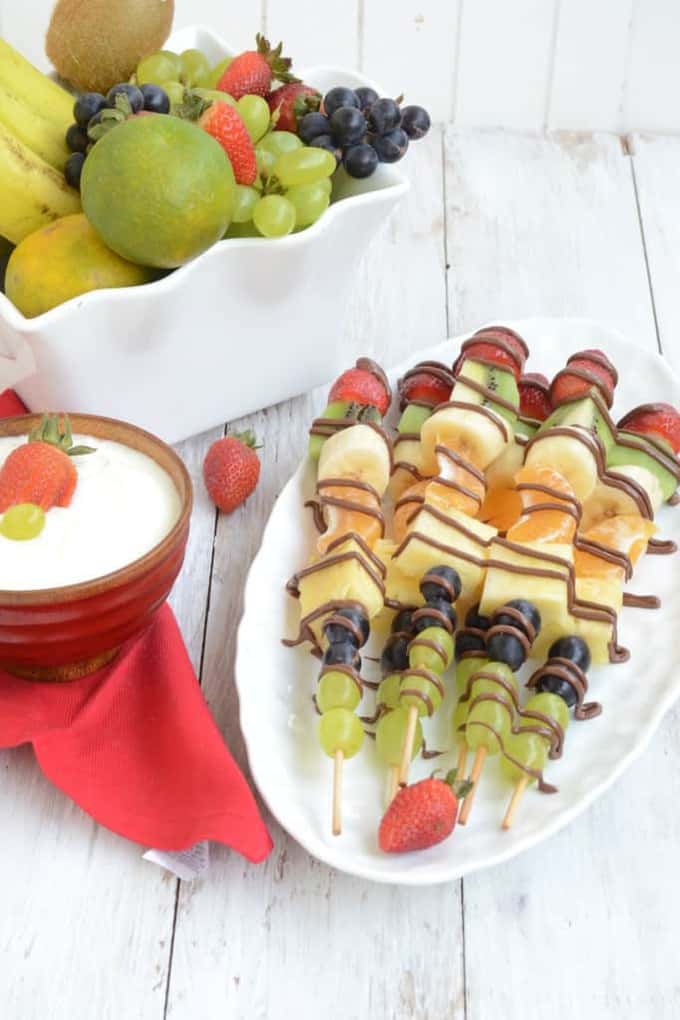 Fruit Skewers with Honey Vanilla Yogurt Dip Whisk Affair