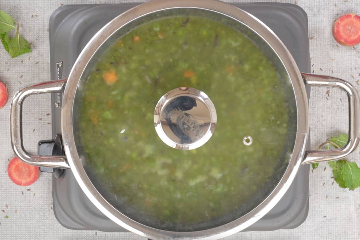 Pan covered with a lid.