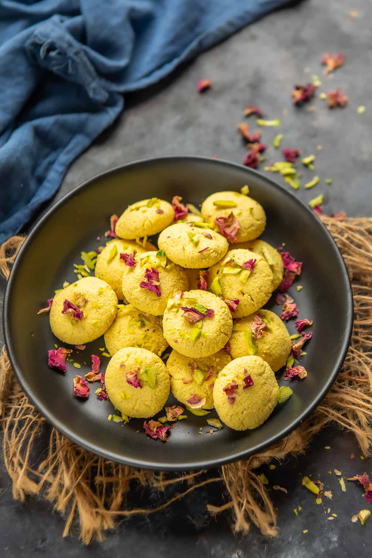 Sandesh Sweet served on a plate.