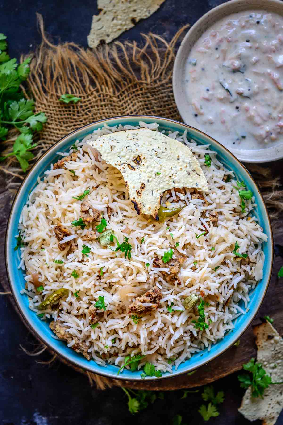 Wadi chawal served in a bowl.