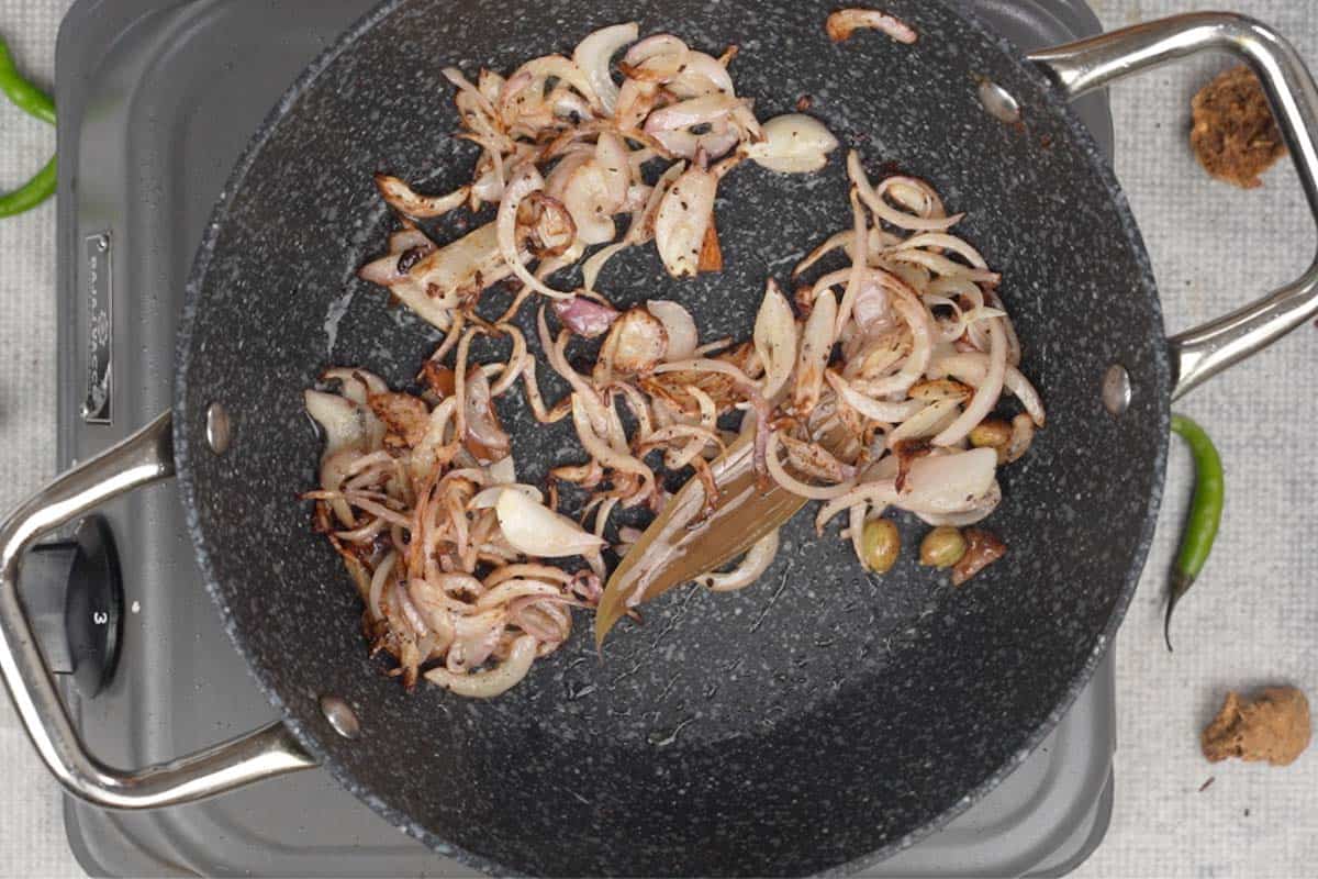 Golden brown onions.