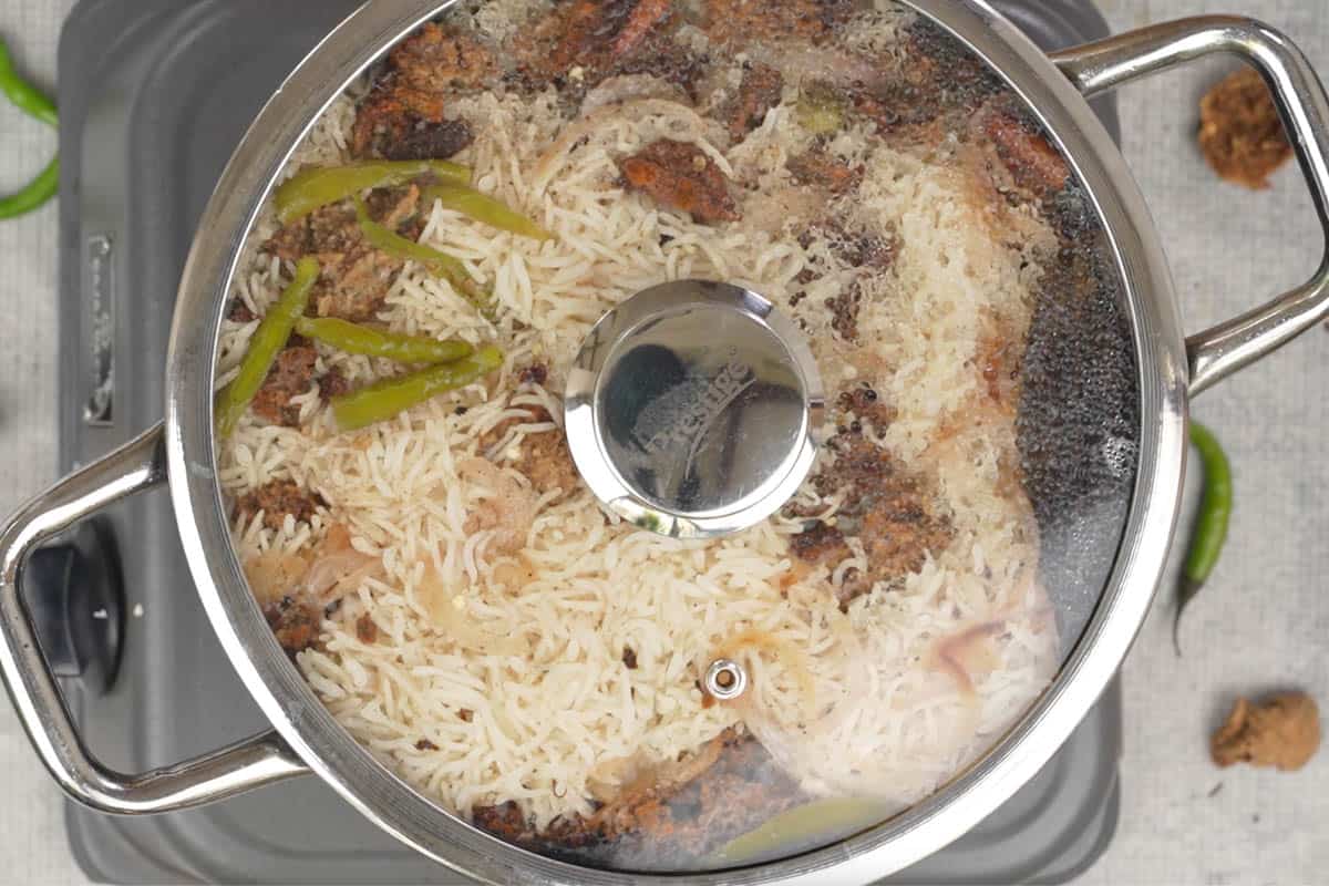 Pan covered with a lid.