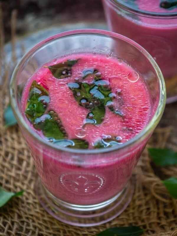 Beetroot Chaas (Beetroot Buttermilk, Chukandar Chaas) is a refreshing Indian beverage made using fresh beetroot, yogurt, and spices. This nutritious and cooling summer cooler is perfect to sip on hot summer days.