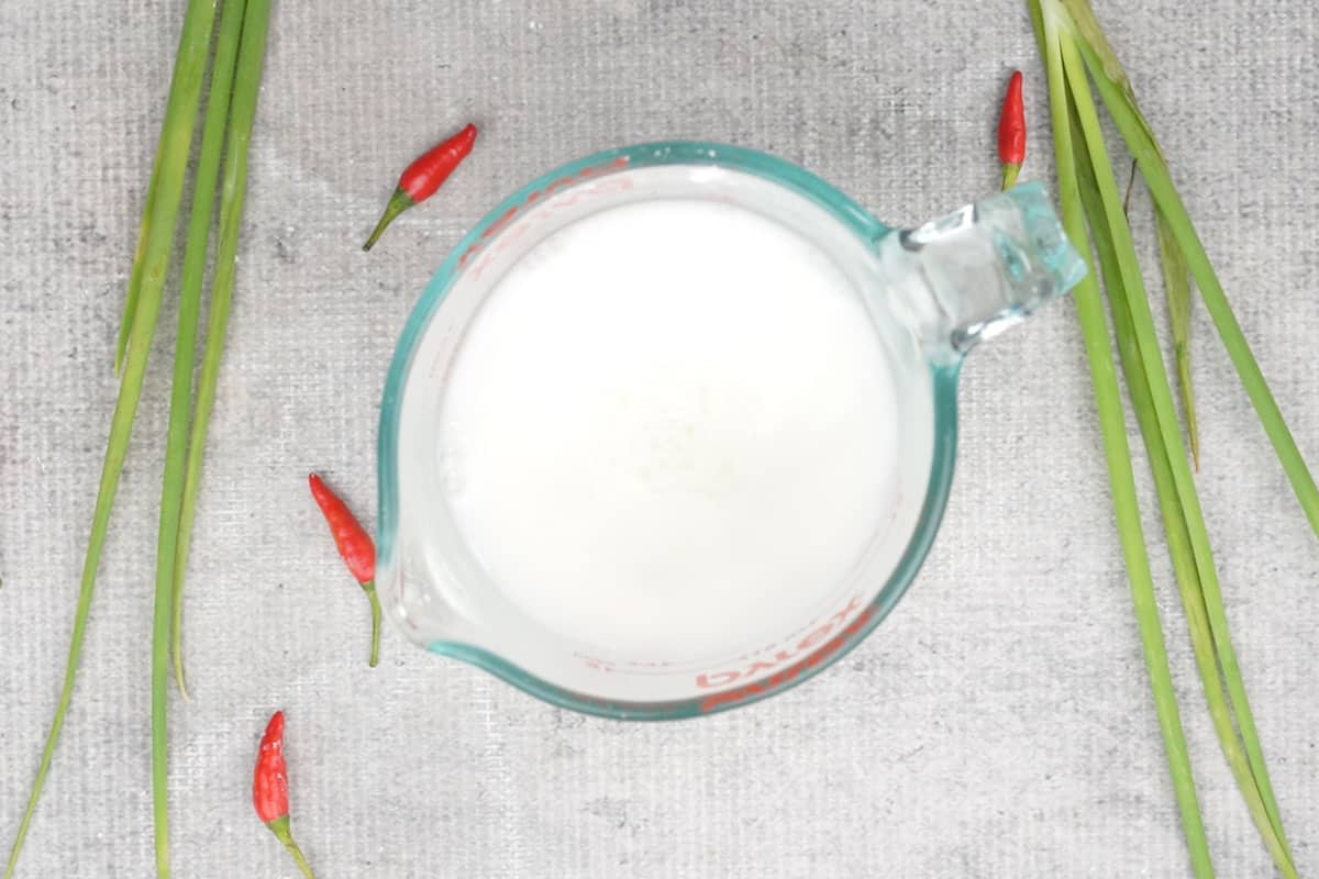 Cornstarch slurry in a cup.