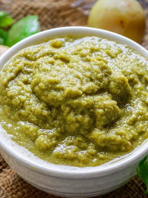 This spicy Amla Chutney (Indian Gooseberry Chutney) is a great accompaniment for Indian snacks, appetizers, or Indian-style meals. Make it using my easy recipe (vegan, can be made gluten-free).