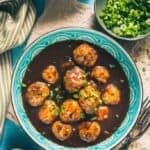 Asian Chicken Meatballs is a sizzling dish made using minced chicken & various sauces. They can be eaten as a starter or can be relished with rice as well.