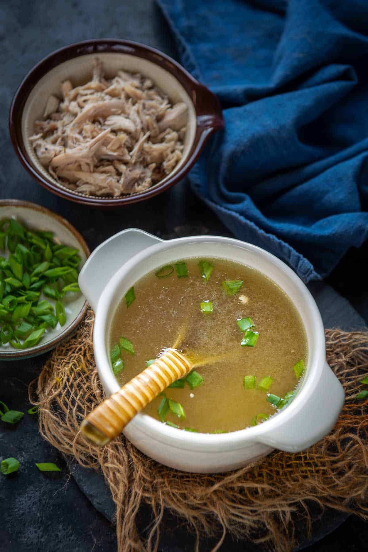 Chicken Clear Soup served in a bowl.