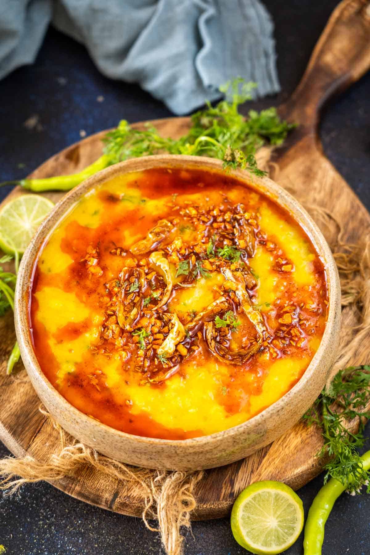 Malwa dal served in a bowl.