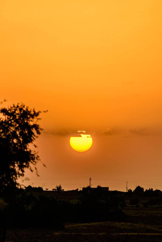 Sunset in a village in Jaisalmer