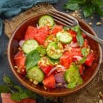 Thai Watermelon Salad served in a bowl.