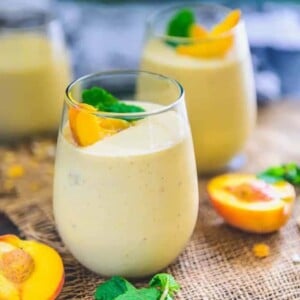 Step by Step Healthy Vegan Peach Mango Smoothie Recipe. Healthy Vegan Peach Mango Smoothie Recipe is a delicious and healthy choice to have for breakfast. Make it in regular milk if Almond milk is not available.