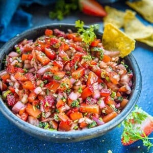 Make this best balsamic strawberry salsa and pair it with chips or nachos for a quick and easy to make snack. This recipe is perfect when your are entertaining.