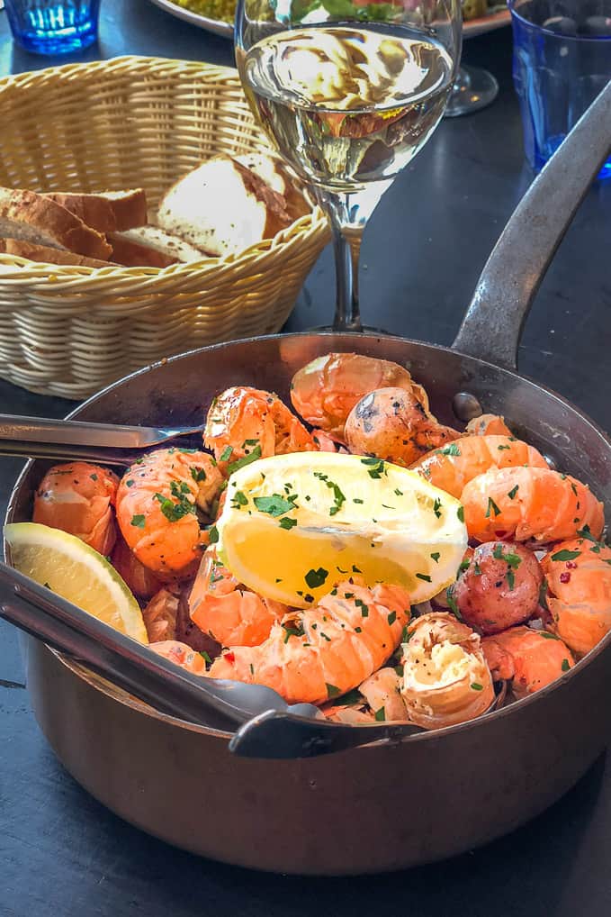 North Atlantic Langoustine menu at Fjorubordid Restaurant, Stokkseyri. 