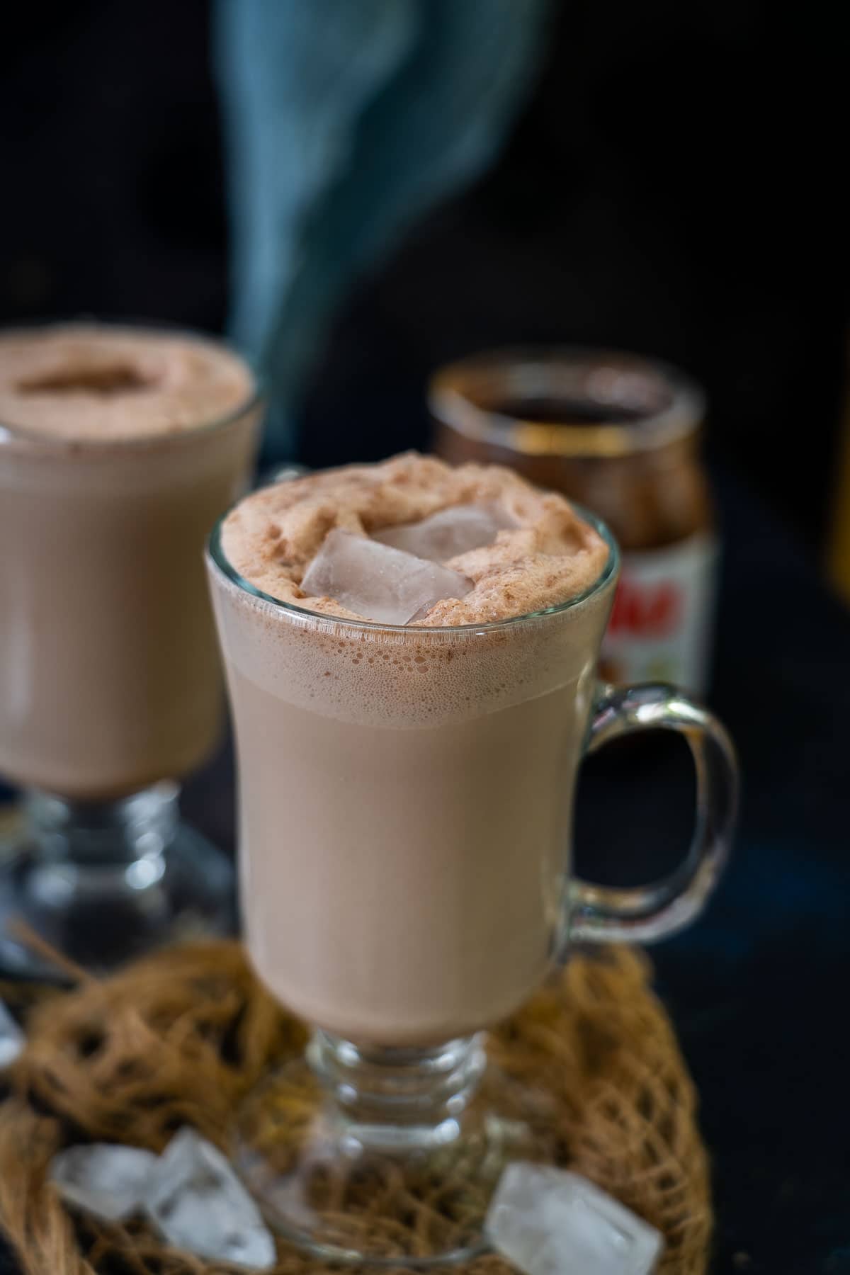 Nutella Iced Coffee served in a glass.