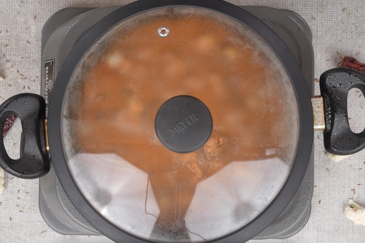 Pan covered with a lid.