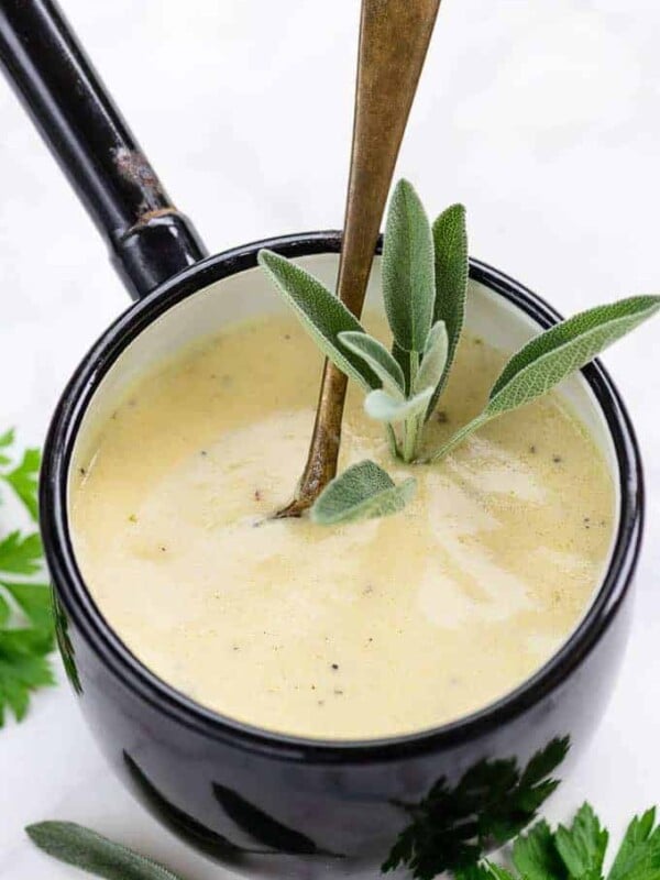 Creamy Garlic Parmesan sauce served in a bowl.