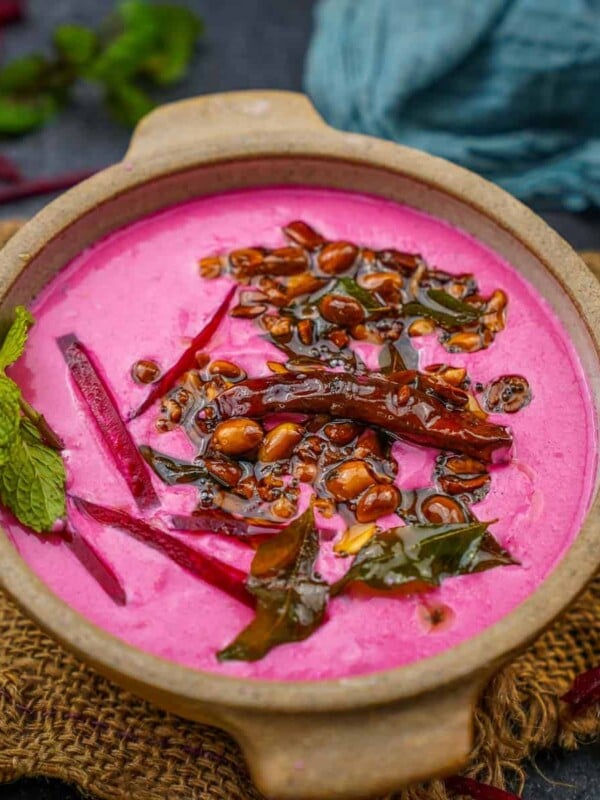Beetroot Raita (Beet Raita, Chukandar Ka Raita) is an Indian accompaniment made using yogurt, beet, and a few spices. This raita tastes great with any Indian food and comes together in under 20 minutes using simple ingredients. Here is how to make it.