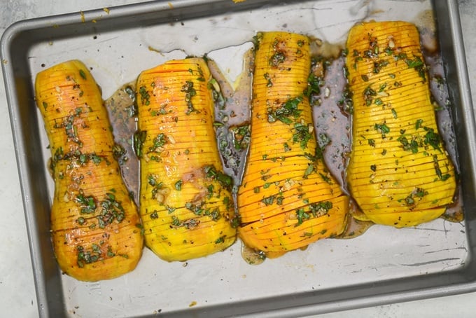 Squash brushed with glaze.