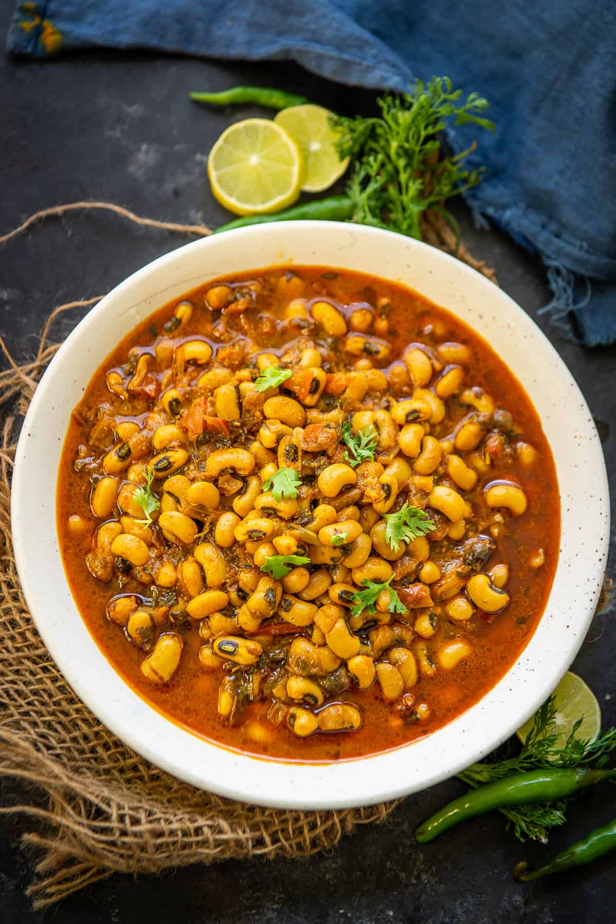 Punjabi Lobia Masala served in a bowl.