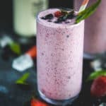 Strawberry Blueberry Smoothie served in a glass.