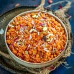 Gajar halwa served in a bowl.