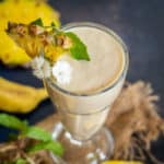 5 ingredients and 5 minutes are all you need to make this healthy Pineapple Banana smoothie loaded with tropical flavors. Serve it as breakfast or snack (gluten-free and can be made vegan)