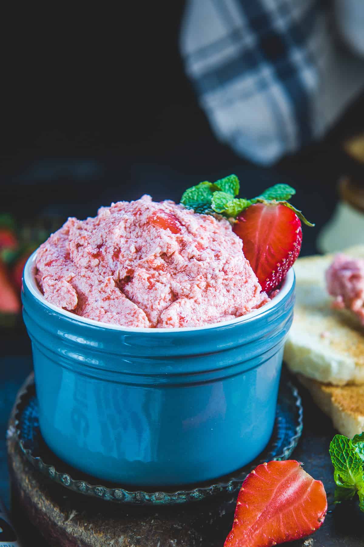 Strawberry Butter served in a bowl.