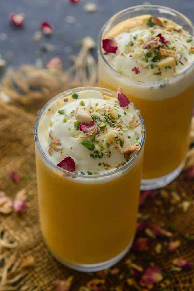 Mango Mastani Drink served in a glass.