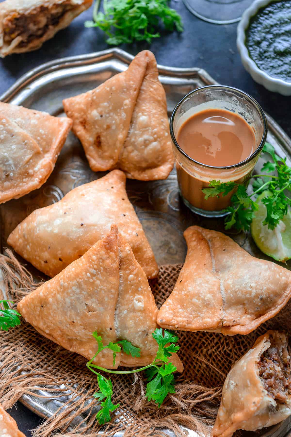 Punjabi Samosa served on a plate.