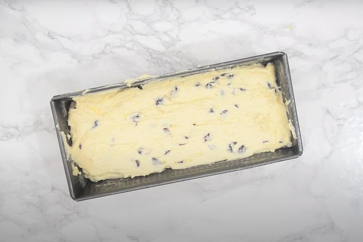 Batter poured in the baking pan.