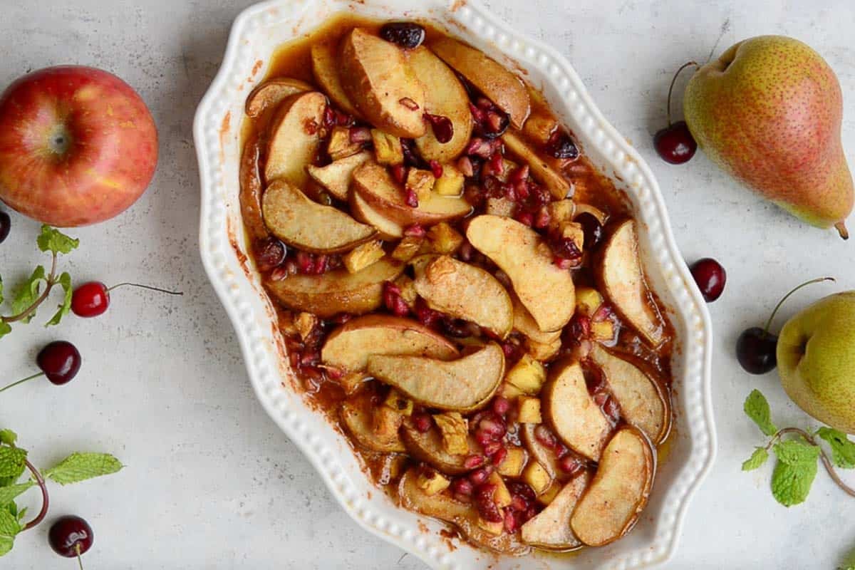 Baked spiced fruits.