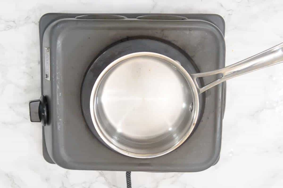 Water boiling in a pan.