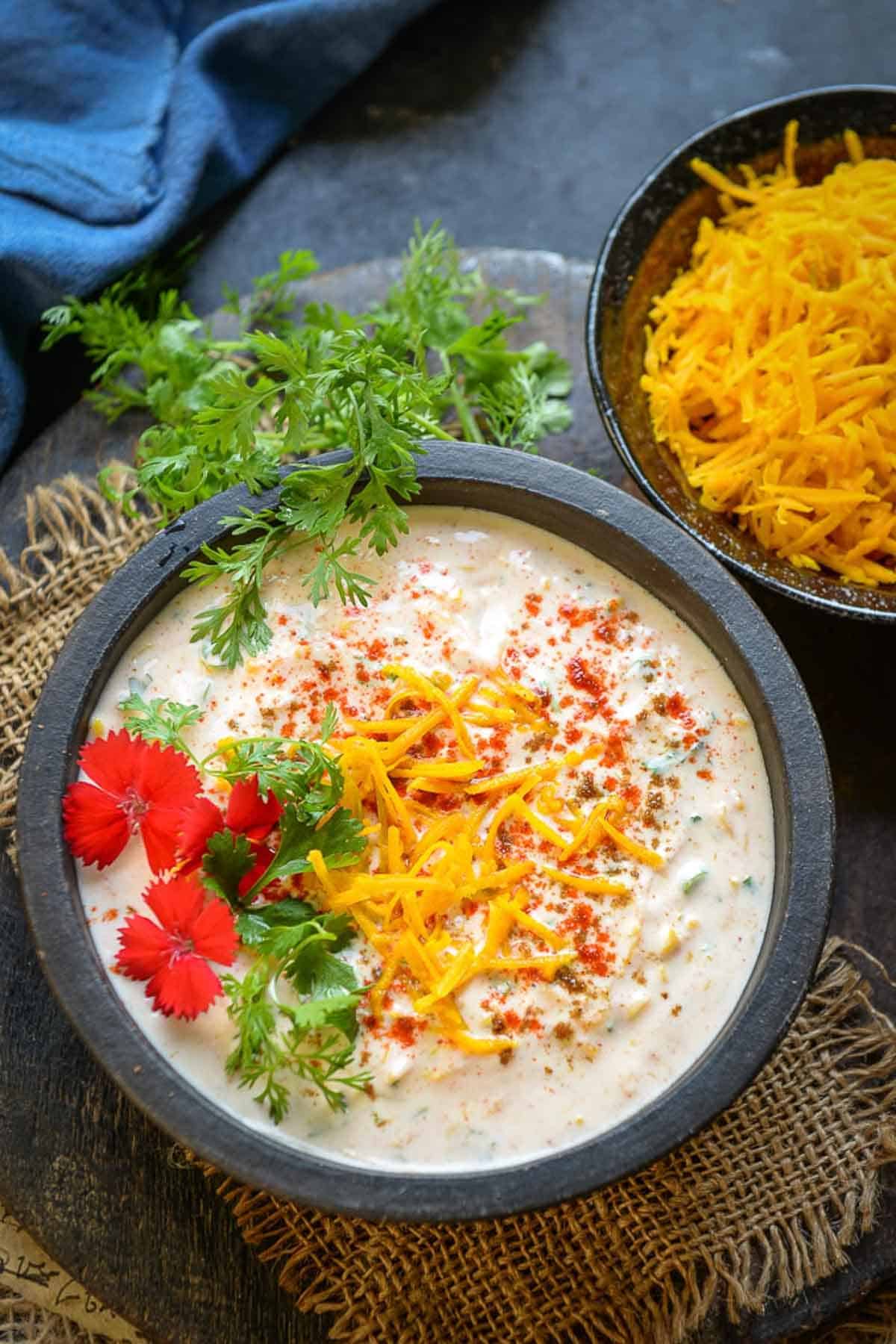Kaddu ka Raita served in a bowl.