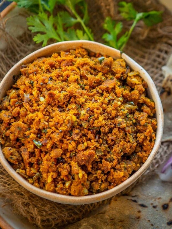 Zunka (Jhunka) is a traditional Maharashtrian dish made using besan (chickpea flour). Make it using my easy recipe (vegan, can be easily made gluten-free).
