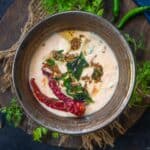 Aloo raita served in a bowl.
