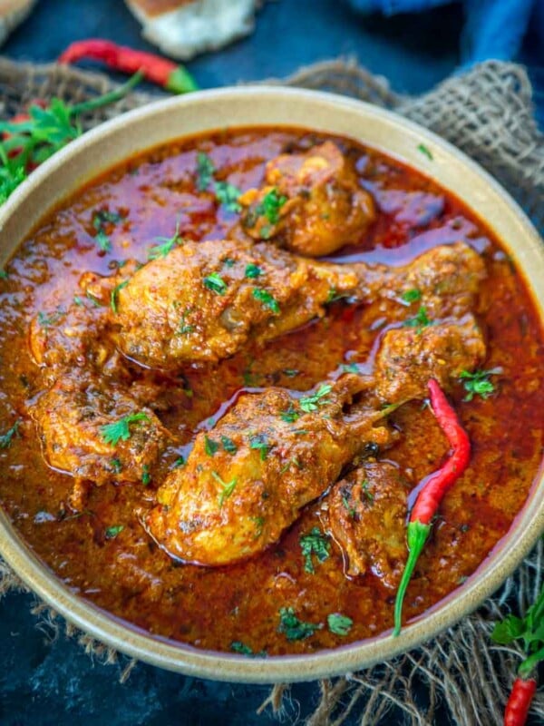 Restaurant Style Chicken Angara is a spicy chicken curry made using freshly ground masala powder. Make it using my easy recipe at home (gluten-free).