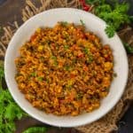 Palak paneer bhurji served on a plate.