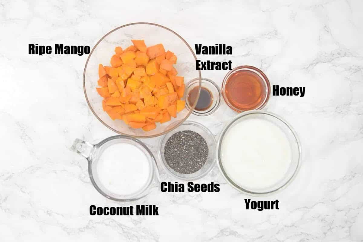 Mango Chia pudding Ingredients.