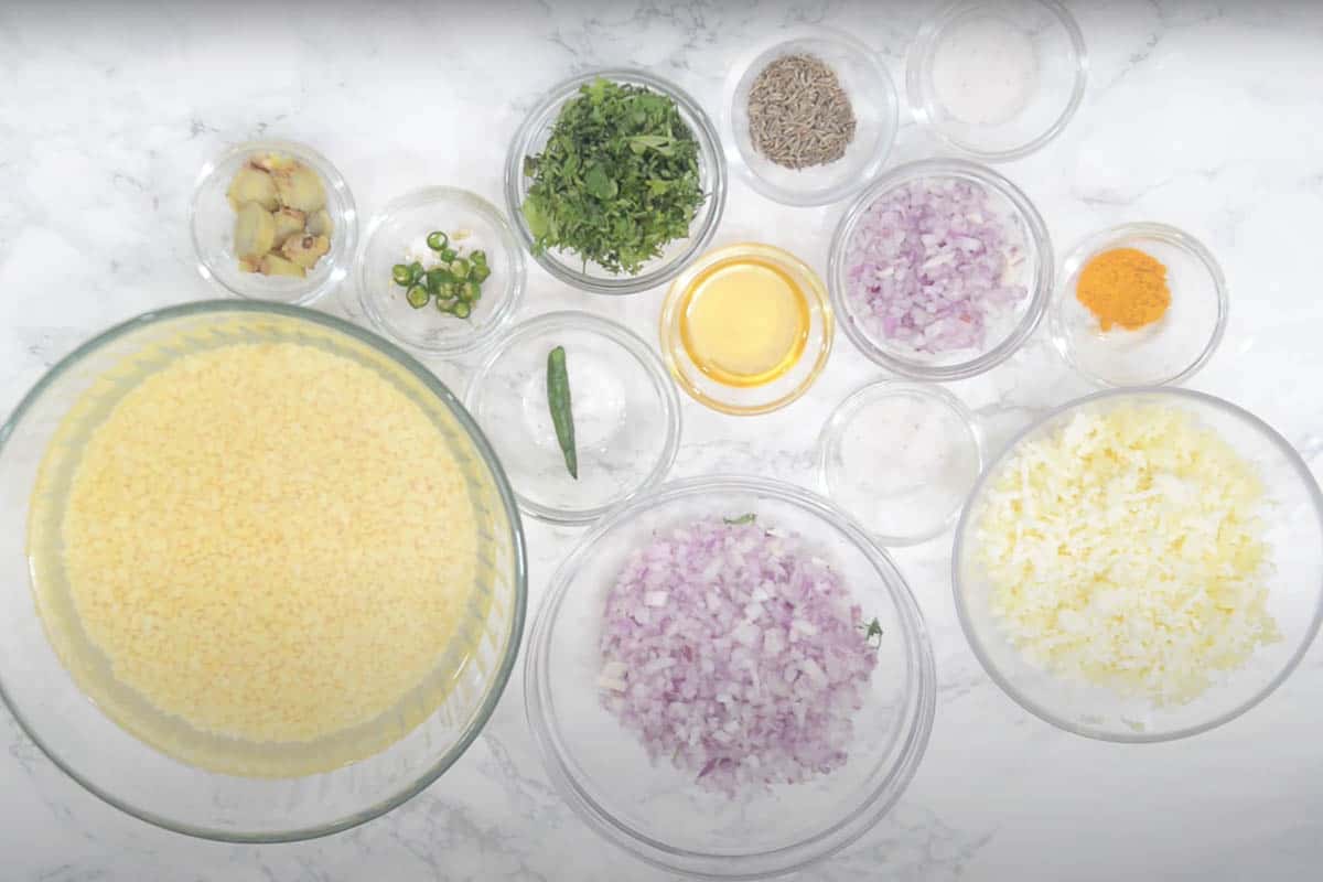 Moong dal chilla ingredients.