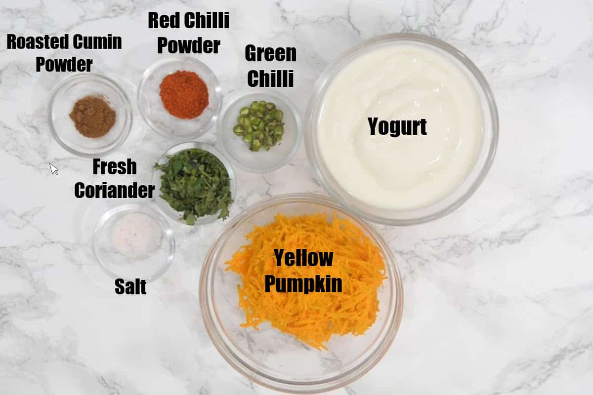 Kaddu ka Raita Ingredients.