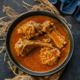 mutton korma served in a bowl.