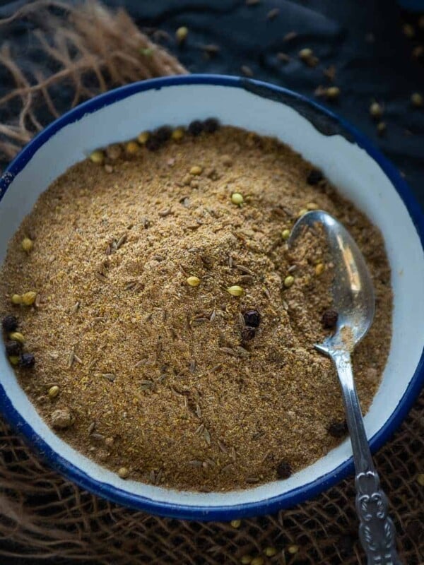 Make this tangy and spicy Chaat Masala Powder at home in under 10 minutes. It is much better than the store-bought one and much more economical too. Make a big batch using my easy recipe and store it for up to 3 months (vegan).