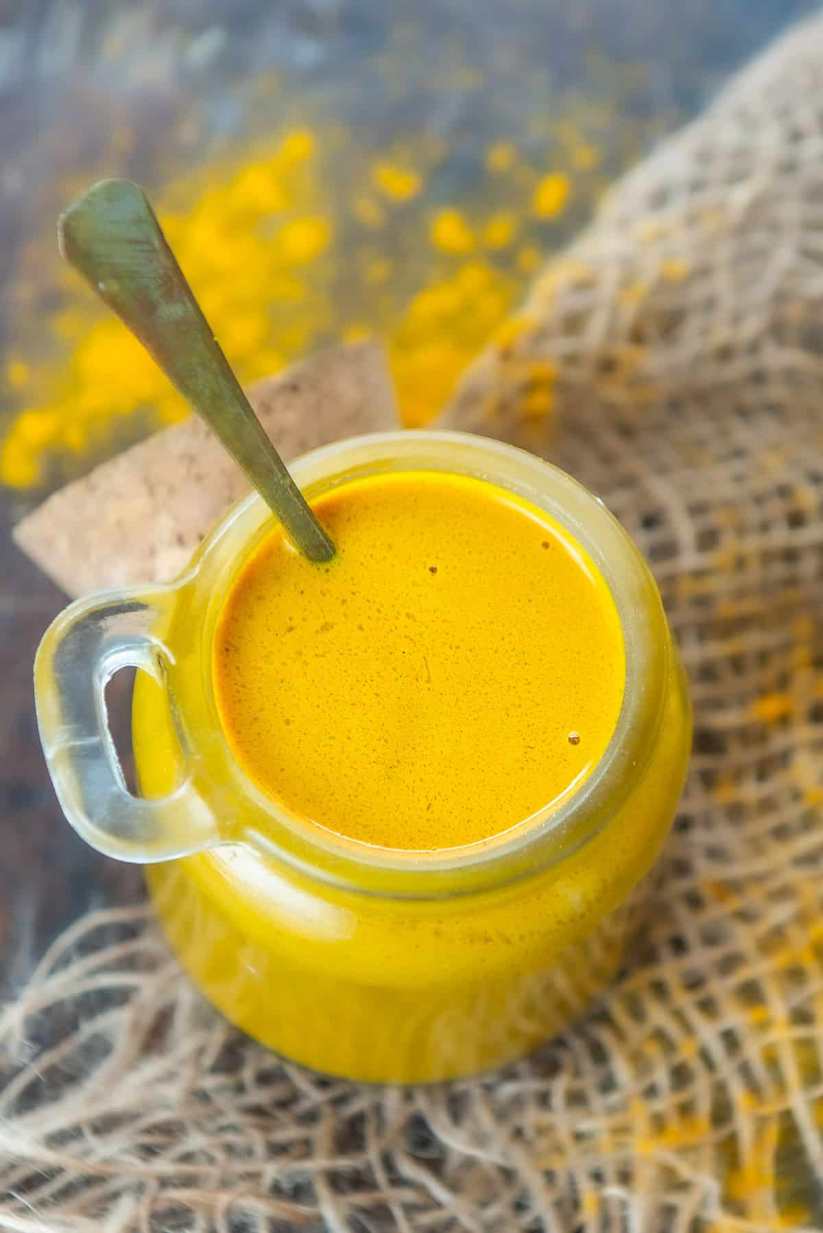 Golden Paste kept in a glass bottle.
