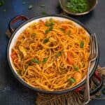Stir-fried noodles with kimchi and a spicy Korean sauce, these addictive and spicy Quick Kimchi Noodles come together in under 30 minutes using a few simple ingredients. Make these vegan, add chicken, shrimp, or bacon, or top with an egg.