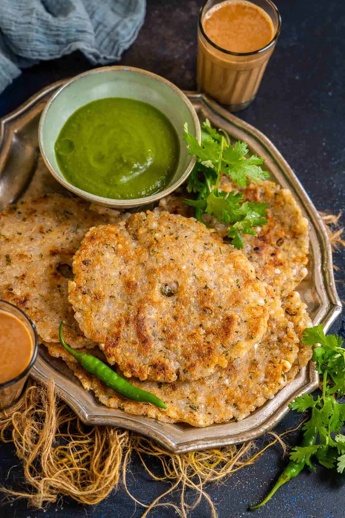 Sabudana Thalipeeth served on a plate.