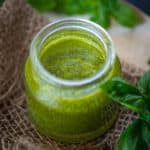 Make this bright green and full-of-flavor Lemon Basil Vinaigrette in just 5 minutes using simple pantry staples (vegan, low-carb, gluten-free).