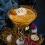 An incredible fall or winter cocktail, Pumpkin Spice Martini is loaded with flavors from real pumpkin, pumpkin spice, baileys, and vanilla. It comes together in 5 minutes and is perfect for warm and cozy evenings during holidays (vegetarian, gluten-free).