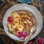 These Banana Bread Overnight Oats have all the flavors of banana bread served up in a bowl. Make this easy, quick, healthy, and super delicious make-ahead breakfast for busy mornings (gluten-free, can be easily made vegan).